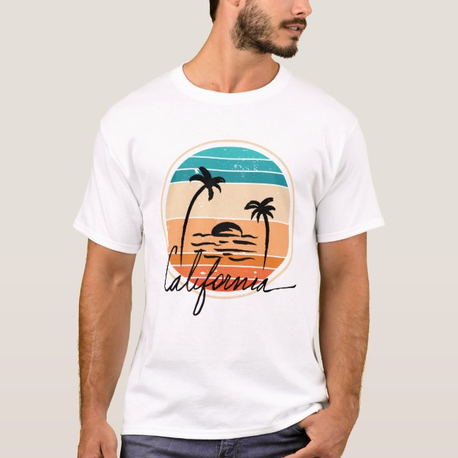 California Sunset Retro Vintag T-Shirt (Vorderseite)