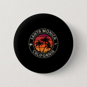 California Sunset Surfer und Seagull Santa Monica Button