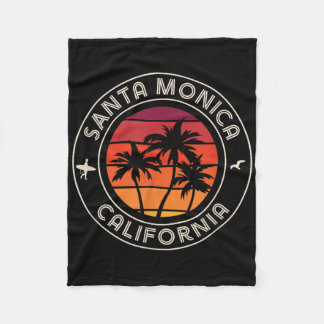 California Sunset Surfer und Seagull Santa Monica Fleecedecke