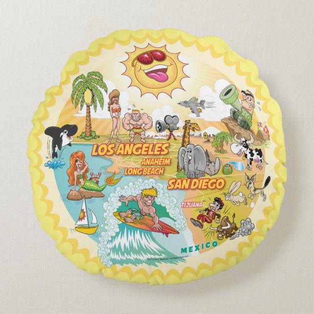 California Sunshine Paradise Poufs Rundes Kissen (Vorderseite)