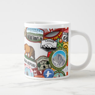 California Super Sticker Collage Muster Jumbo-Tasse