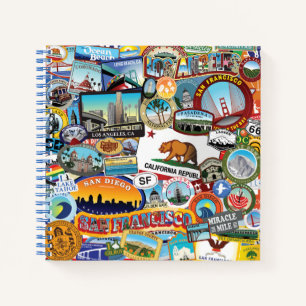 California Super Sticker Collage Muster Notizbuch