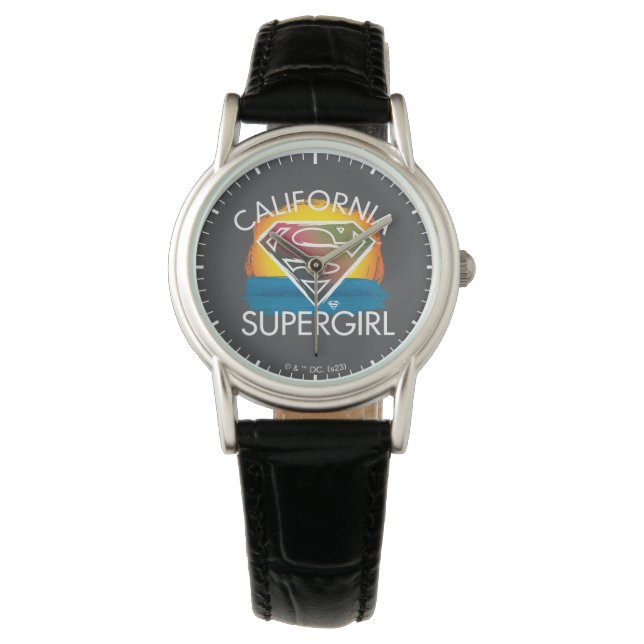 California Supergirl Sunset Graphic Armbanduhr (Vorderseite)