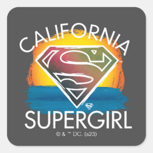 California Supergirl Sunset Graphic Quadratischer Aufkleber