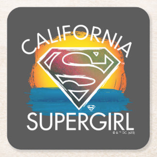 California Supergirl Sunset Graphic Rechteckiger Pappuntersetzer