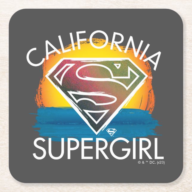 California Supergirl Sunset Graphic Rechteckiger Pappuntersetzer (Vorderseite)