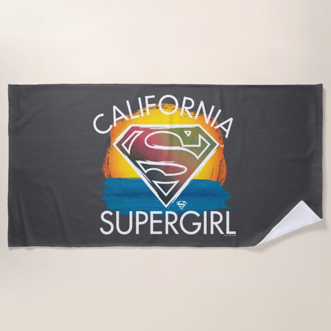 California Supergirl Sunset Graphic Strandtuch (Vorderseite)
