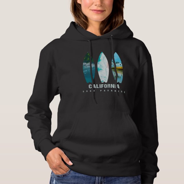 California Surf Paradise Pride Vacation Travel Sur Hoodie (Vorderseite)