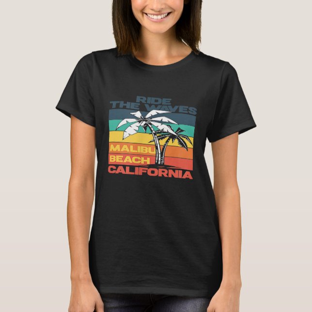 California Surf Retro Malibu Abenteuer Urlaub T-Shirt (Vorderseite)