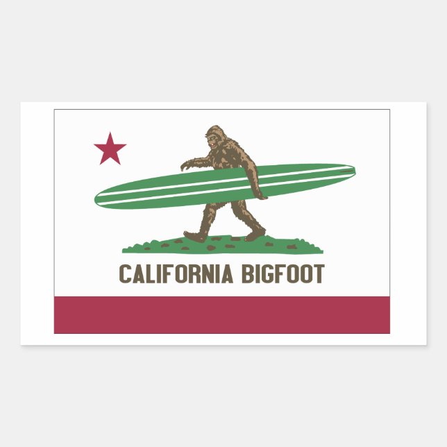 California Surfbigfoot Longboard Rechteckiger Aufkleber (Vorderseite)