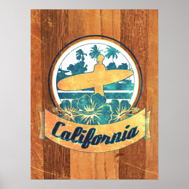 California Surfboard Poster (Vorne)