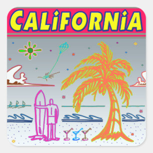 "CALIFORNIA" Surfer Beach Aufkleber