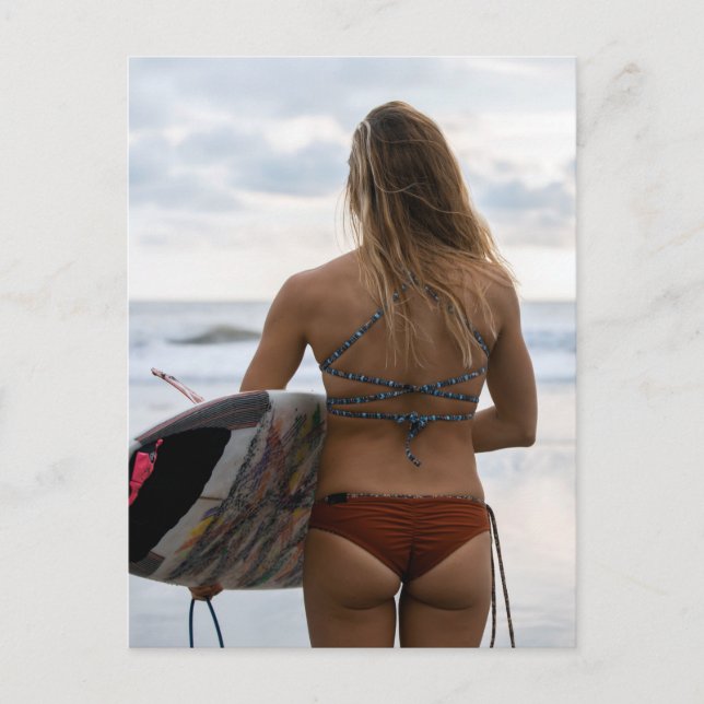 California Surfer Girl Foto Postkarte (Vorderseite)