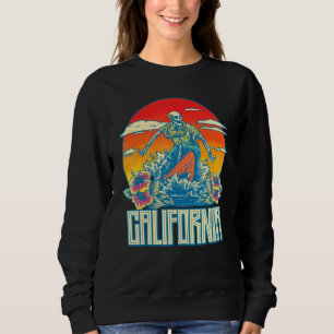 California Surfskelett Skelett Tote Waves Retro Sweatshirt