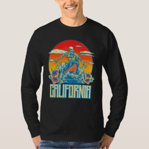 California Surfskelett Skelett Tote Waves Retro T-Shirt