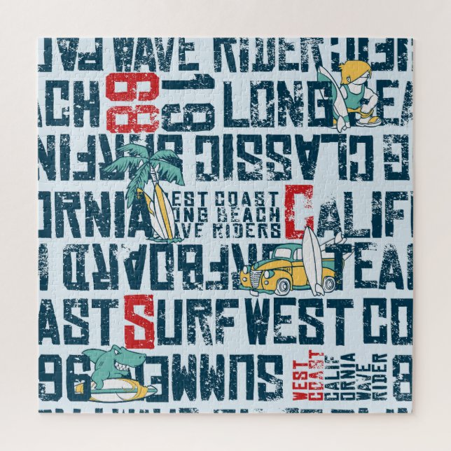 California Surfteam: Grunge Seamless Muster. Puzzle (Vertikal)