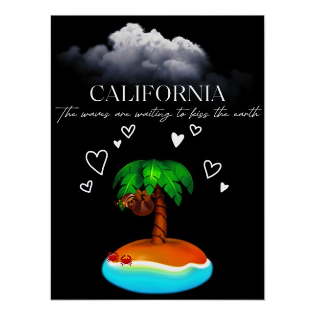 California, The Waves Are Waiting To Kiss The Eart Poster (Vorderseite)