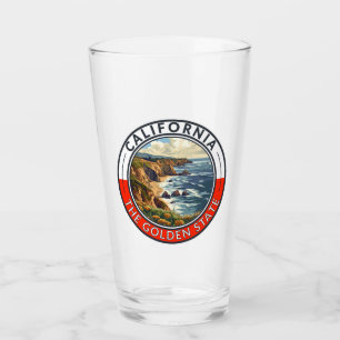 California Travel Art Abzeichen Glas
