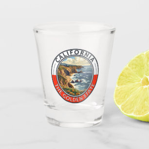 California Travel Art Abzeichen Schnapsglas