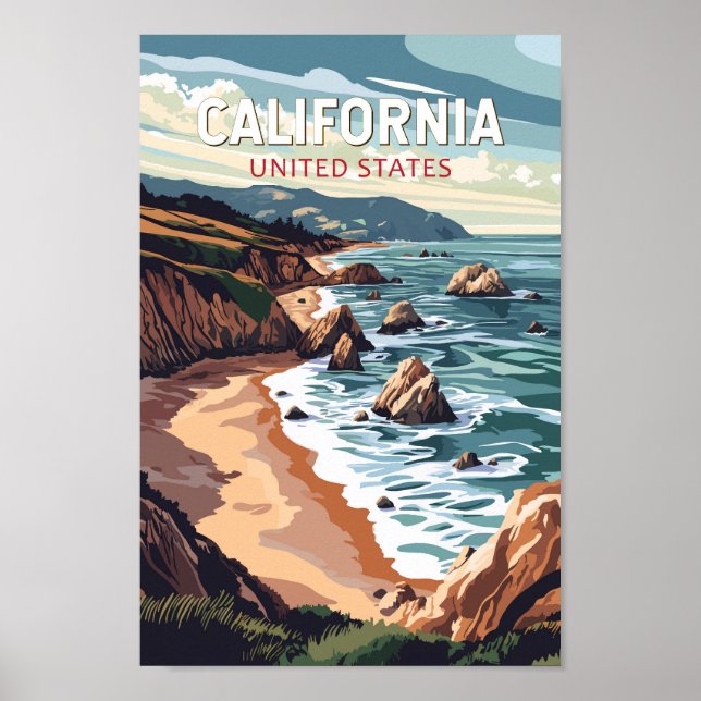 California Travel Art Vintag Poster (Vorne)