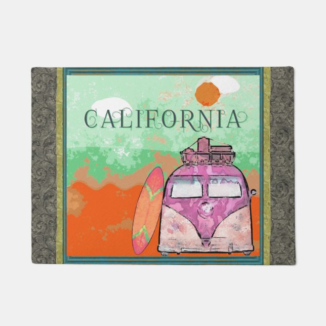 California Travel Poster Doormat Fußmatte (Vorderseite)