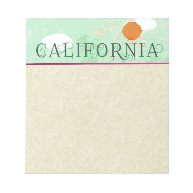 California Travel Poster Notepad Notizblock (Vorderseite)