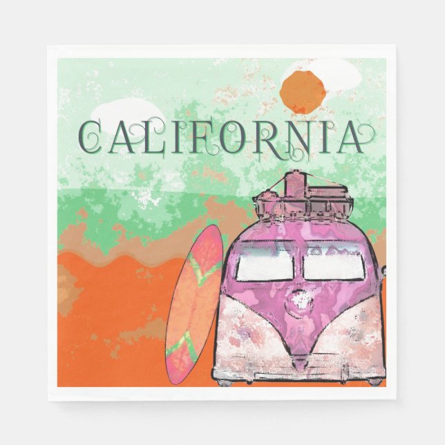 California Travel Poster Paper Napkin Serviette (Vorderseite)