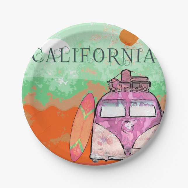 California Travel Poster Paper Plate Pappteller (Vorderseite)