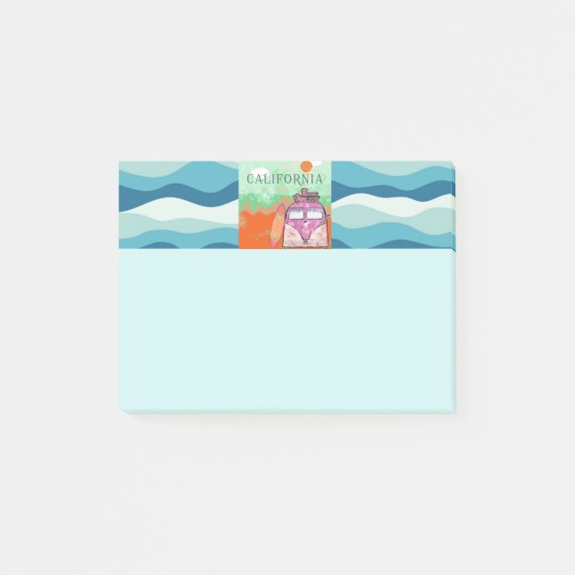 California Travel Poster Post-it Klebezettel (Vorderseite)