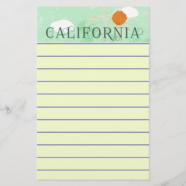 California Travel Poster Stationery Briefpapier (Vorderseite)