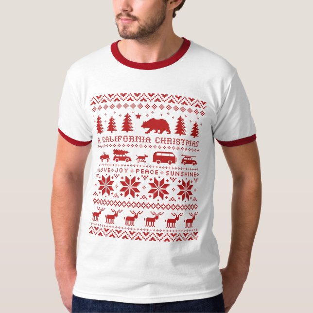 California Ugi Niedlich Weihnachten Weihnachts-Swe T-Shirt (Vorderseite)