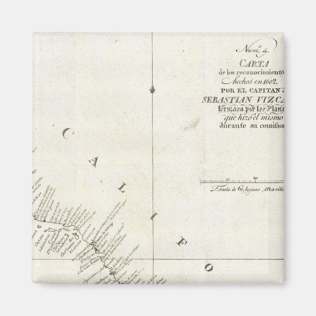 California Unfarbige Grafik Magnet (Vorne)