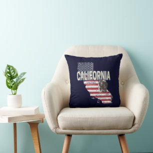 California United Staaten Retro Staat Map Vintag Kissen