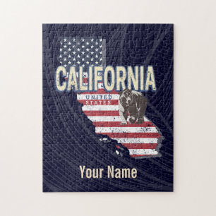 California United Staaten Retro Staat Map Vintag Puzzle