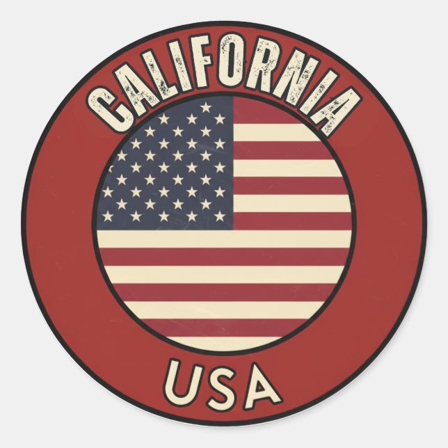 California United States Runder Aufkleber (Vorderseite)