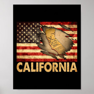 California USA Patriotic American Flag 4. Juli Poster