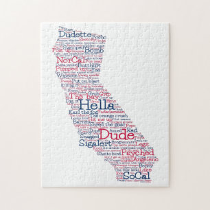 California USA Slang Word Art Map Puzzle
