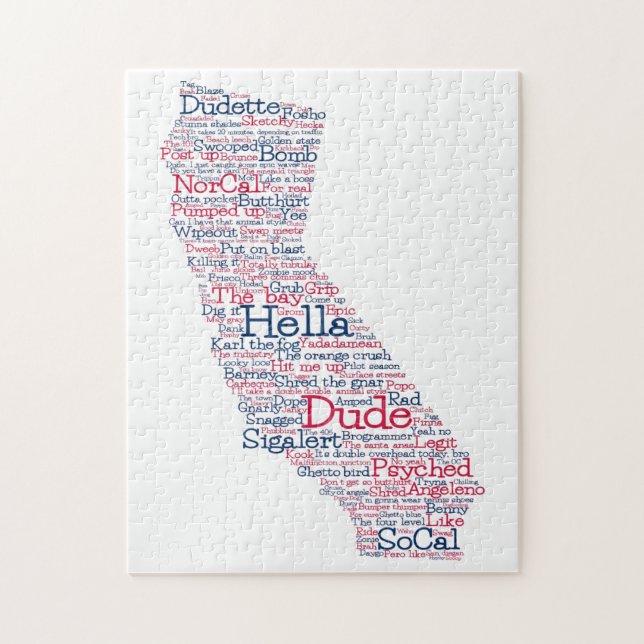 California USA Slang Word Art Map Puzzle (Vertikal)