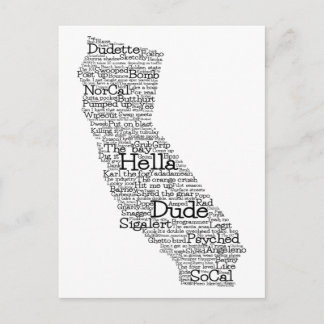 California USA Slang Word Karte