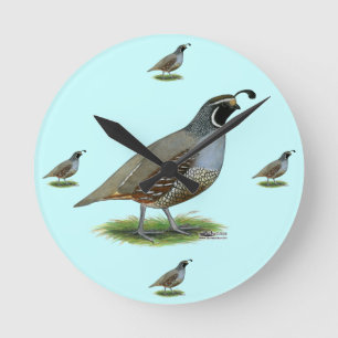 California Valley Quail Runde Wanduhr