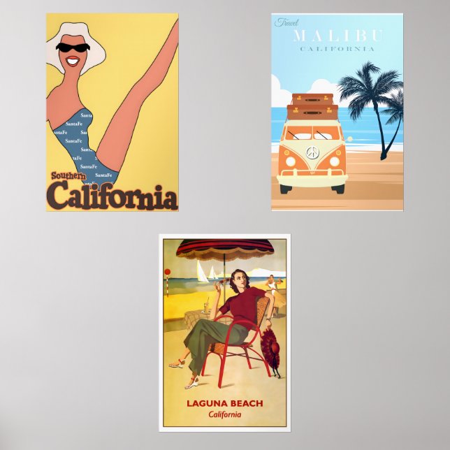 California Vintage Poster Bilderwand Sets (Vorderseite)