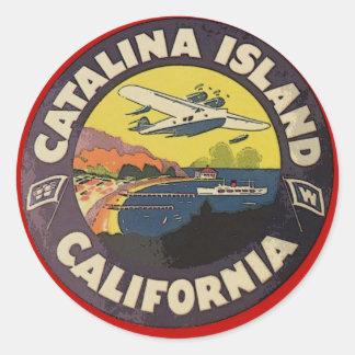 California Vintage Travel Luggage Label Runder Aufkleber