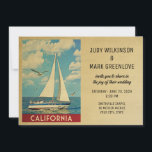 California Wedding Invitation Sailboat Einladung<br><div class="desc">Diese Vintage nautische Thema California Wedding Invitation verfügt über ein Segelboot auf dem Wasser mit Möwen in Flug und eine schöne blaue puffige Wolke Himmel. Matching Save the Data,  RSVPs and Insert cards are here (Phrase könnte geschnitten werden,  kopieren Sie bis zum Ende der Nummer "... 516"): https://www.zazzle.com/collections/119019904125157516</div>