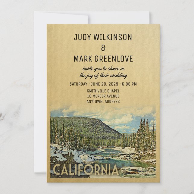 California Wedding Invitation Vintag Nature Einladung (Vorderseite)