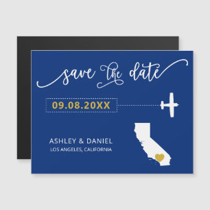 California Wedding Save the Date Card, Map Magneteinladung