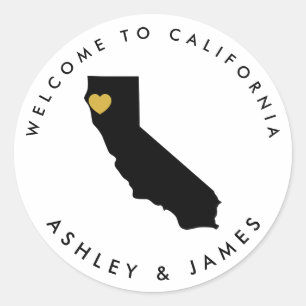 California Wedding Welcome Sticker, Leckerei Box B Runder Aufkleber