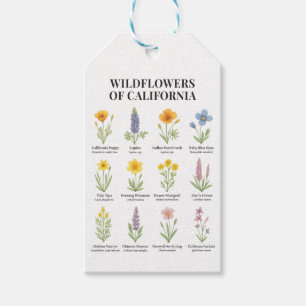 California Wildblumen - Botanische Aquarellfärbung Geschenkanhänger