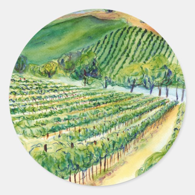 California Wine Vineyard Painting Sticker (Vorderseite)