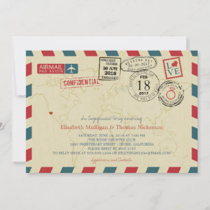 California World Traveller Airmail Engagement Part Einladung