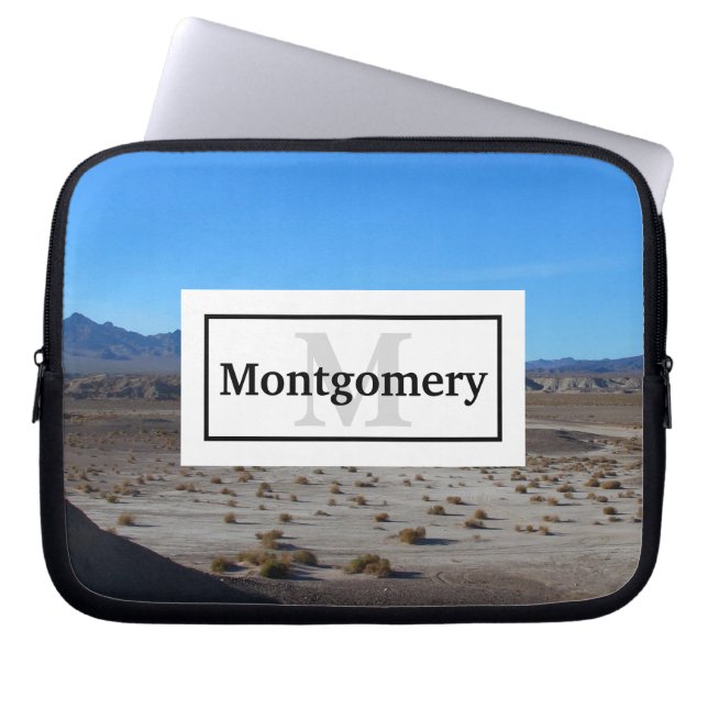 California Wüste Landschaft mit Namen und Monogram Laptopschutzhülle (Vorderseite)
